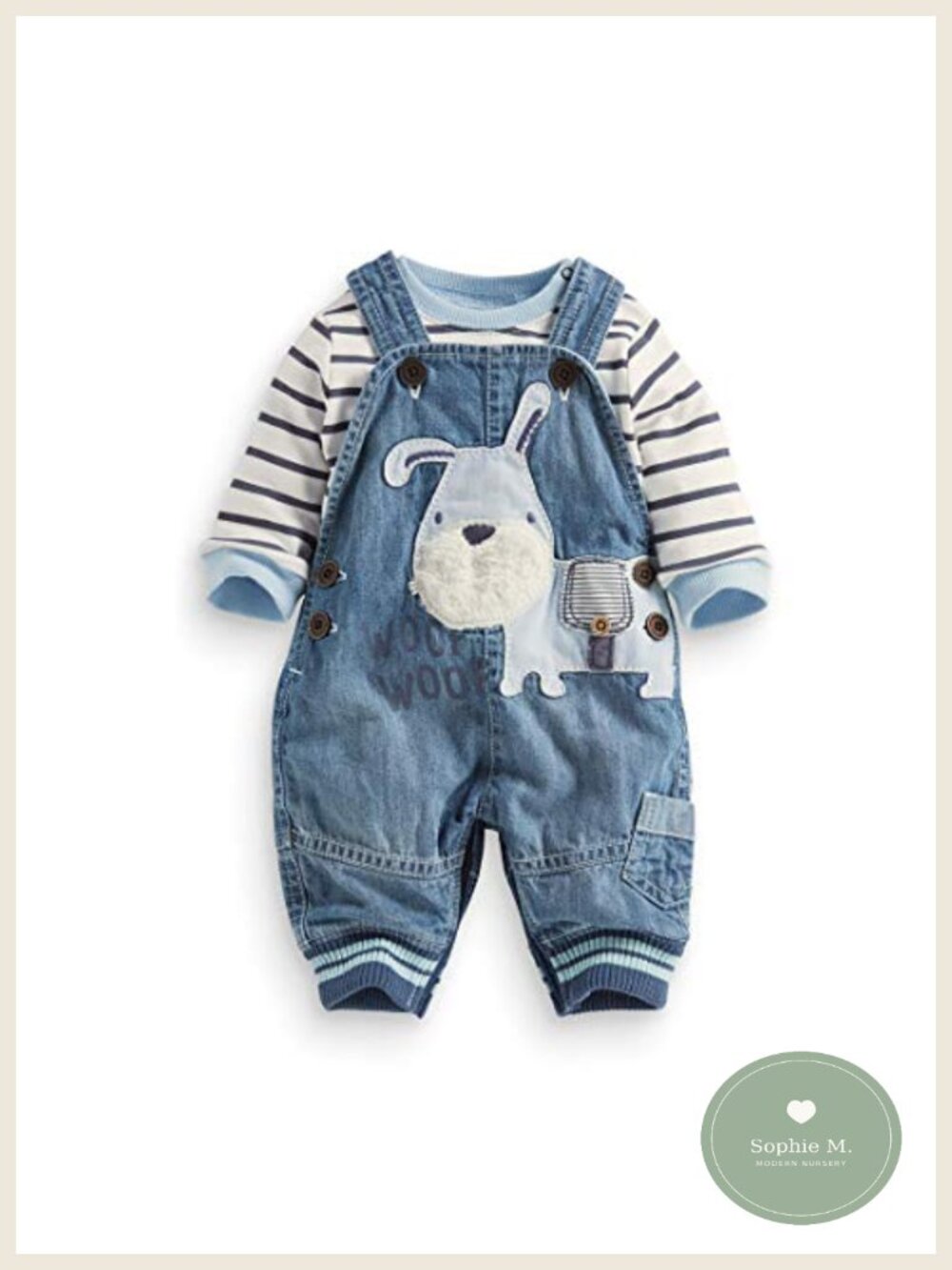Baby Boy Striped Long Sleeve Tee and Denim Overalls Set